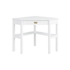 White Wood Single Drawer Corner Desk-Kirkland's Home Discount