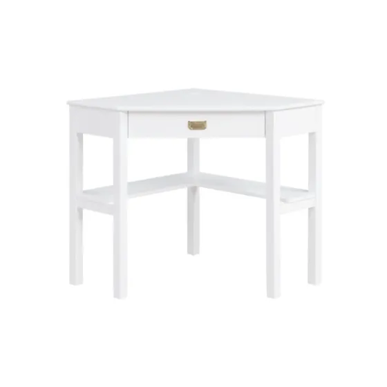 White Wood Single Drawer Corner Desk-Kirkland's Home Discount