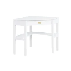 White Wood Single Drawer Corner Desk-Kirkland's Home Discount