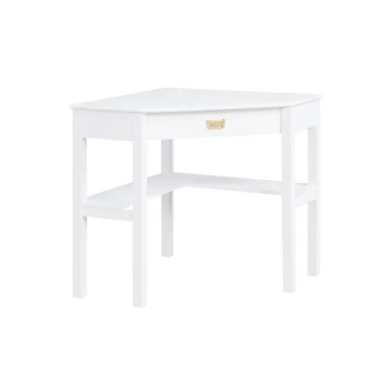 White Wood Single Drawer Corner Desk-Kirkland's Home Discount
