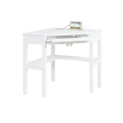 White Wood Single Drawer Corner Desk-Kirkland's Home Discount