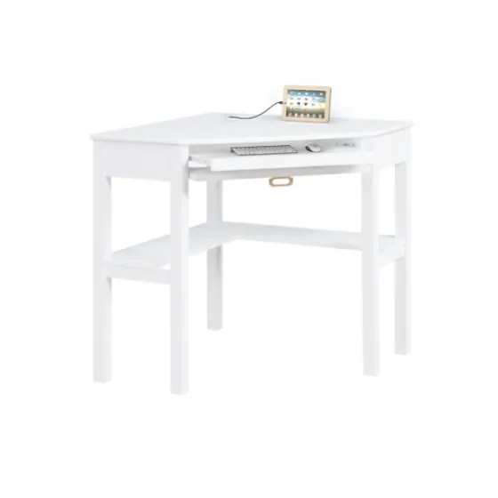 White Wood Single Drawer Corner Desk-Kirkland's Home Discount