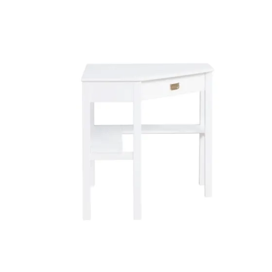 White Wood Single Drawer Corner Desk-Kirkland's Home Discount