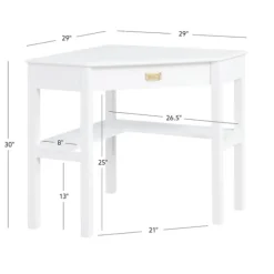 White Wood Single Drawer Corner Desk-Kirkland's Home Discount