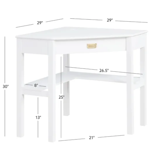 White Wood Single Drawer Corner Desk-Kirkland's Home Discount