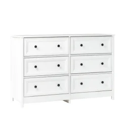 White Wood Six Framed Drawers Dresser-Kirkland's Home Best