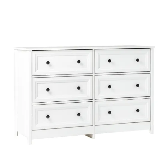 White Wood Six Framed Drawers Dresser-Kirkland's Home Best