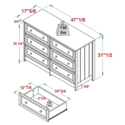 White Wood Six Framed Drawers Dresser-Kirkland's Home Best