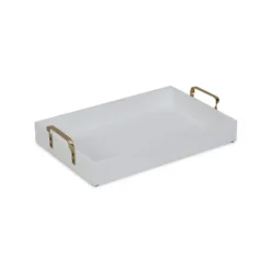 White Wood Tray With Gold Handles-Kirkland's Home Online