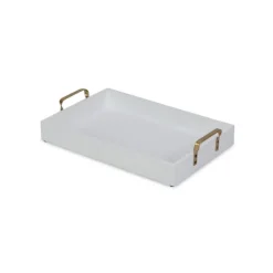 White Wood Tray With Gold Handles-Kirkland's Home Online