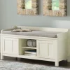 White Wood Upholstered Storage Bench-Kirkland's Home Cheap