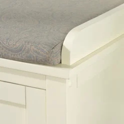 White Wood Upholstered Storage Bench-Kirkland's Home Cheap