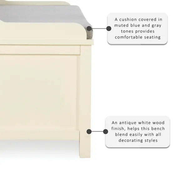 White Wood Upholstered Storage Bench-Kirkland's Home Cheap