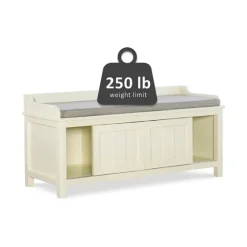 White Wood Upholstered Storage Bench-Kirkland's Home Cheap