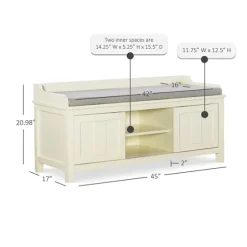 White Wood Upholstered Storage Bench-Kirkland's Home Cheap