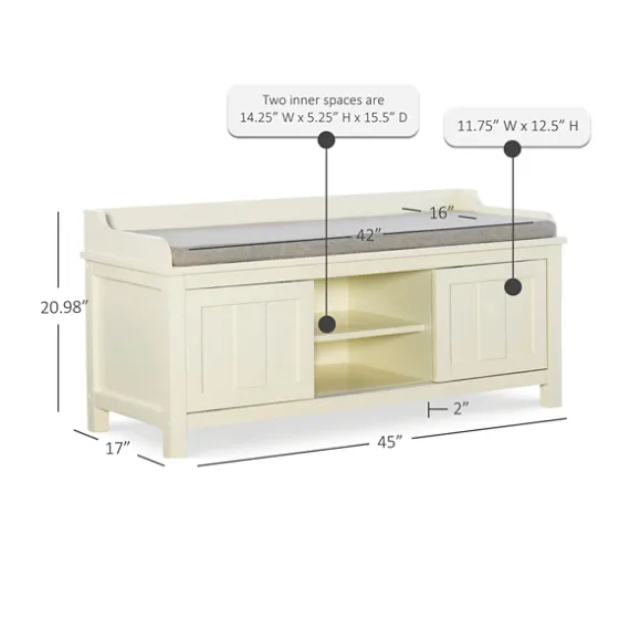 White Wood Upholstered Storage Bench-Kirkland's Home Cheap