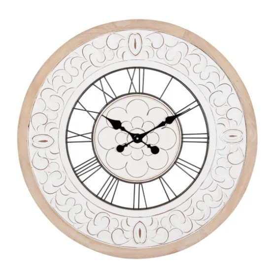 White Wood Vintage Farmhouse Clock-Kirkland's Home Sale