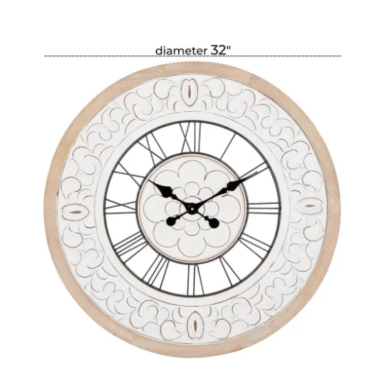 White Wood Vintage Farmhouse Clock-Kirkland's Home Sale