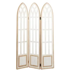 White Wood Windowpane 3-Panel Room Divider-Kirkland's Home Store