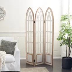 White Wood Windowpane 3-Panel Room Divider-Kirkland's Home Store