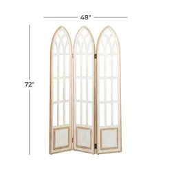 White Wood Windowpane 3-Panel Room Divider-Kirkland's Home Store