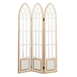 White Wood Windowpane 3-Panel Room Divider-Kirkland's Home Store