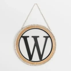 Whitewash Bead Trim Monogram W Plaque-Kirkland's Home Sale