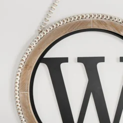 Whitewash Bead Trim Monogram W Plaque-Kirkland's Home Sale