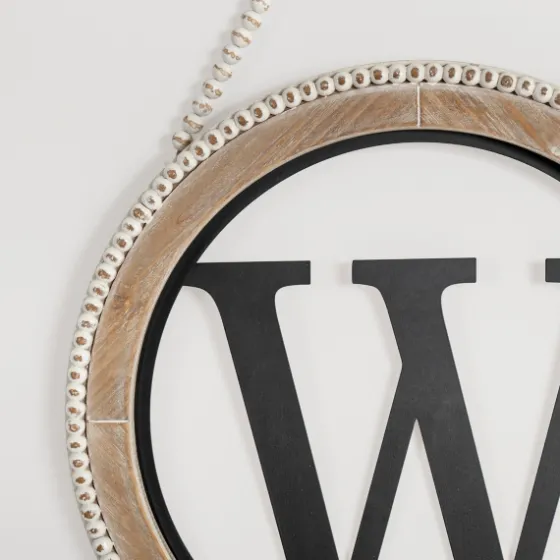 Whitewash Bead Trim Monogram W Plaque-Kirkland's Home Sale