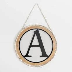 Whitewash Bead Trim Monogram A Plaque-Kirkland's Home Fashion