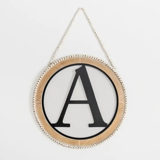 Whitewash Bead Trim Monogram A Plaque-Kirkland's Home Fashion