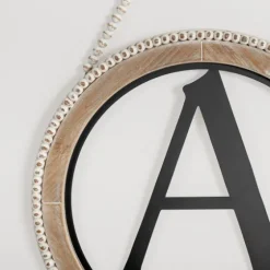 Whitewash Bead Trim Monogram A Plaque-Kirkland's Home Fashion