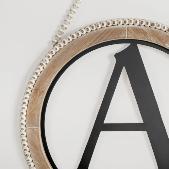 Whitewash Bead Trim Monogram A Plaque-Kirkland's Home Fashion