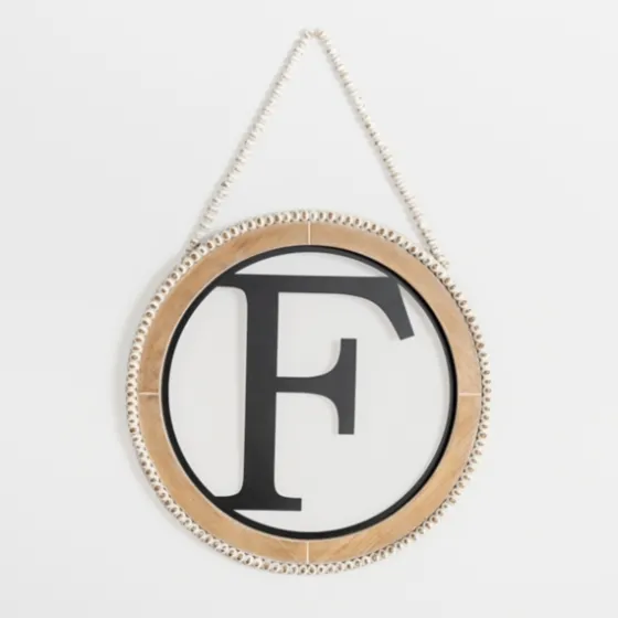 Whitewash Bead Trim Monogram F Plaque-Kirkland's Home Cheap
