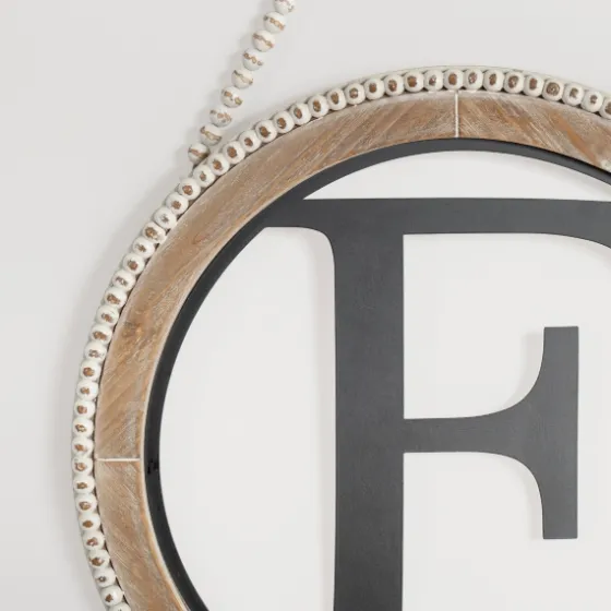 Whitewash Bead Trim Monogram F Plaque-Kirkland's Home Cheap