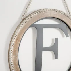 Whitewash Bead Trim Monogram F Plaque-Kirkland's Home Cheap