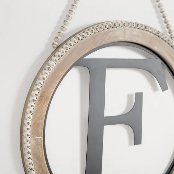 Whitewash Bead Trim Monogram F Plaque-Kirkland's Home Cheap