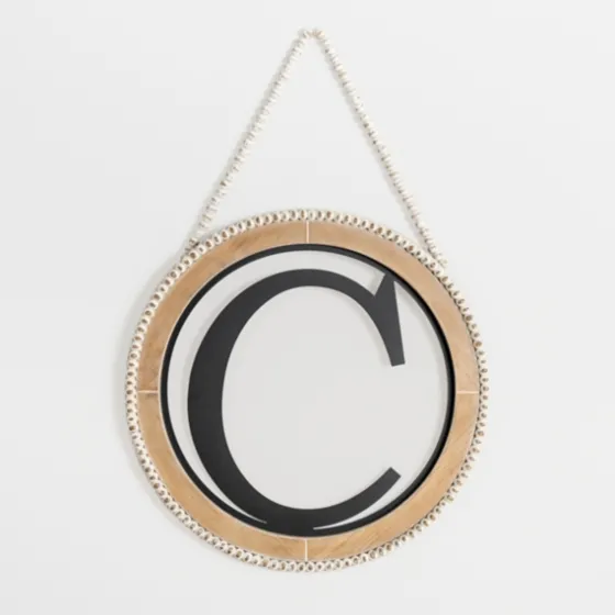 Whitewash Bead Trim Monogram C Plaque-Kirkland's Home Outlet