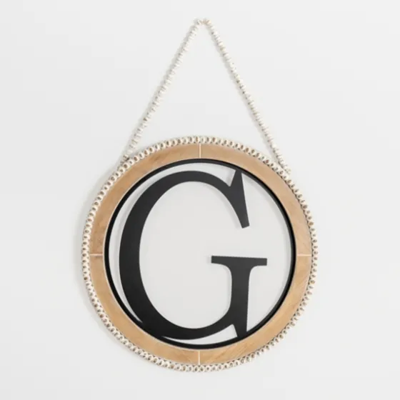 Whitewash Bead Trim Monogram G Plaque-Kirkland's Home Shop