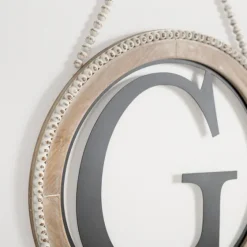 Whitewash Bead Trim Monogram G Plaque-Kirkland's Home Shop