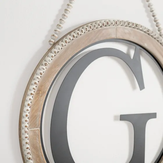Whitewash Bead Trim Monogram G Plaque-Kirkland's Home Shop