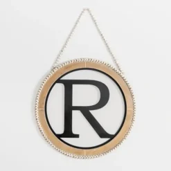 Whitewash Bead Trim Monogram R Plaque-Kirkland's Home Store
