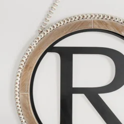 Whitewash Bead Trim Monogram R Plaque-Kirkland's Home Store
