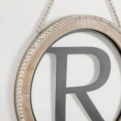 Whitewash Bead Trim Monogram R Plaque-Kirkland's Home Store