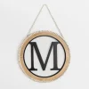Whitewash Bead Trim Monogram M Plaque-Kirkland's Home Best