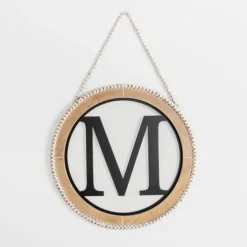 Whitewash Bead Trim Monogram M Plaque-Kirkland's Home Best