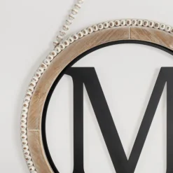 Whitewash Bead Trim Monogram M Plaque-Kirkland's Home Best