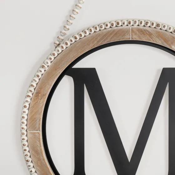 Whitewash Bead Trim Monogram M Plaque-Kirkland's Home Best