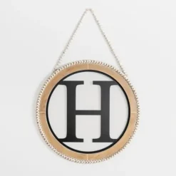 Whitewash Bead Trim Monogram H Plaque-Kirkland's Home Cheap