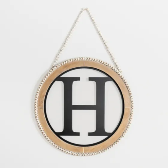 Whitewash Bead Trim Monogram H Plaque-Kirkland's Home Cheap